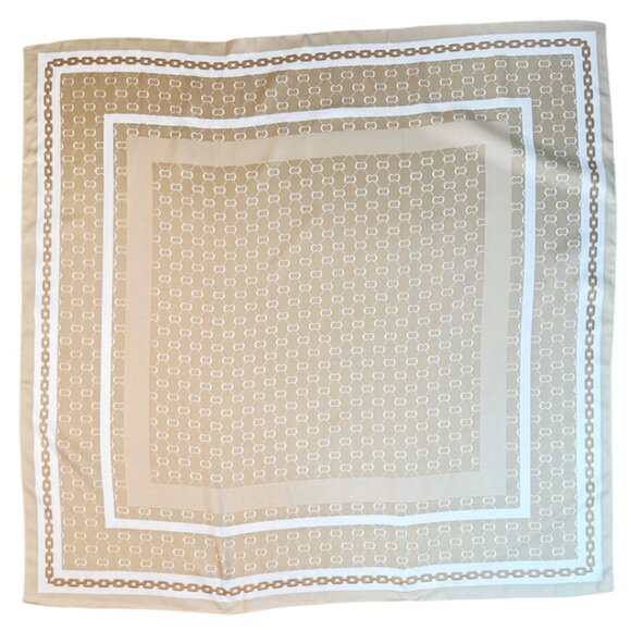 2/$30 NEW Tan Cream Camel Neutral Geometric Printed Silky Fashion Head Scarf - Picture 3 of 8